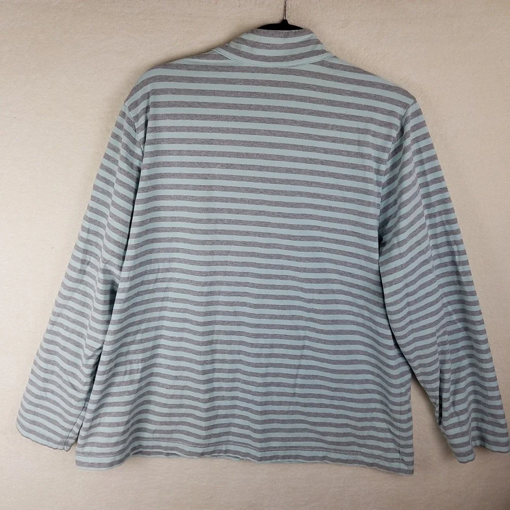 Chico's Zenergy Zip Jacket Women 3 XL Blue Grey Striped Rhinestone NWOT Athletic